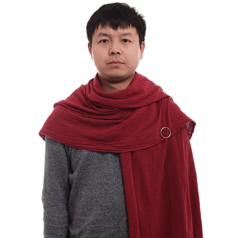 GRACEART Post Apocalyptic Shawl Hood Scarf Shaman Cowl Medieval Costume Sash Dark Red - Image 2